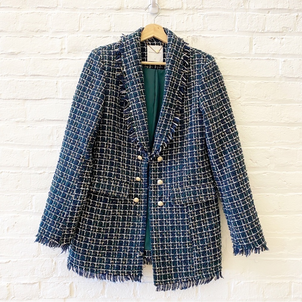 Rino & Pelle || Double Breasted Tweed Blazer Green Black Gold 40 US 8‎